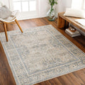 2X3 X Or 3', Washable) East Traditional (2' Light Rug, Machine For Carpet Beige Washable Area Rugs, Kitchen Living Room, Bedroom Blue