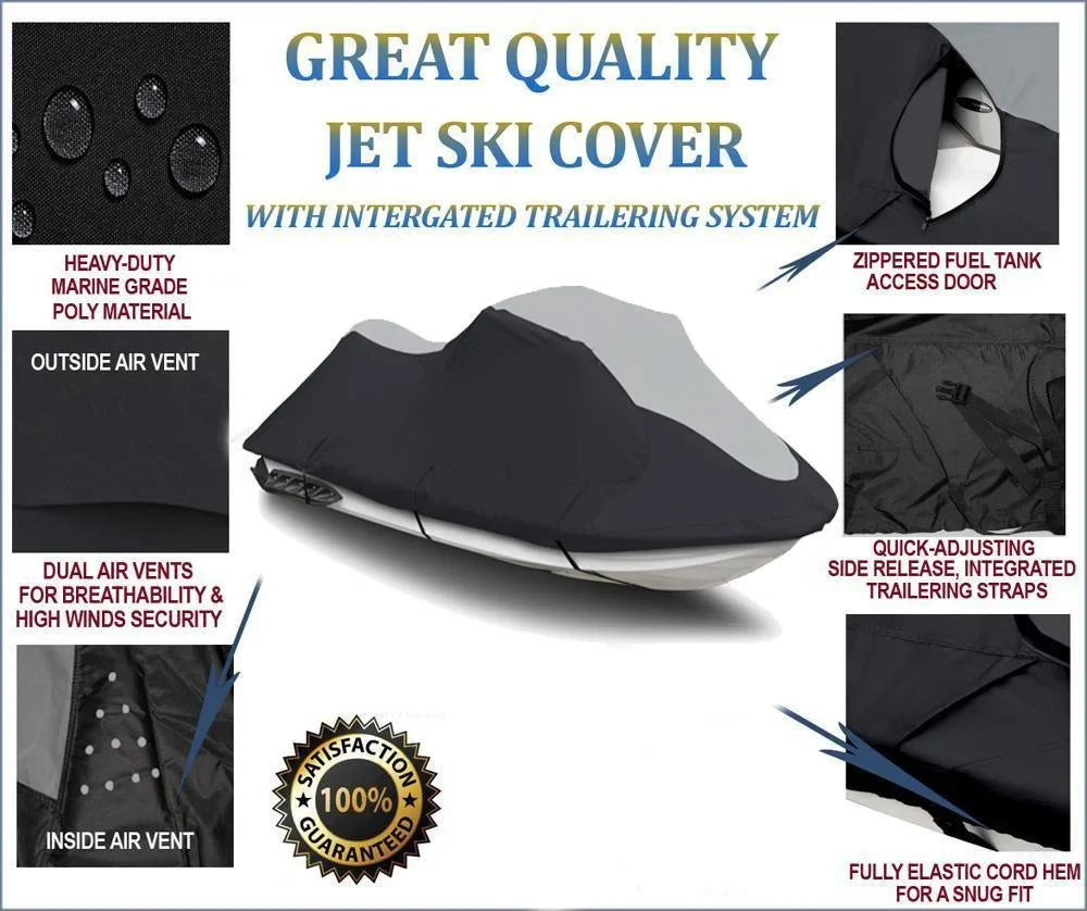 Sea-Doo PWC 2004-2008 Sea SUPER JET 600D Cover Watercraft Compatible Ski for Black/Grey GTX RXT HEAVY-DUTY Doo Jet 2000, Cover SKI