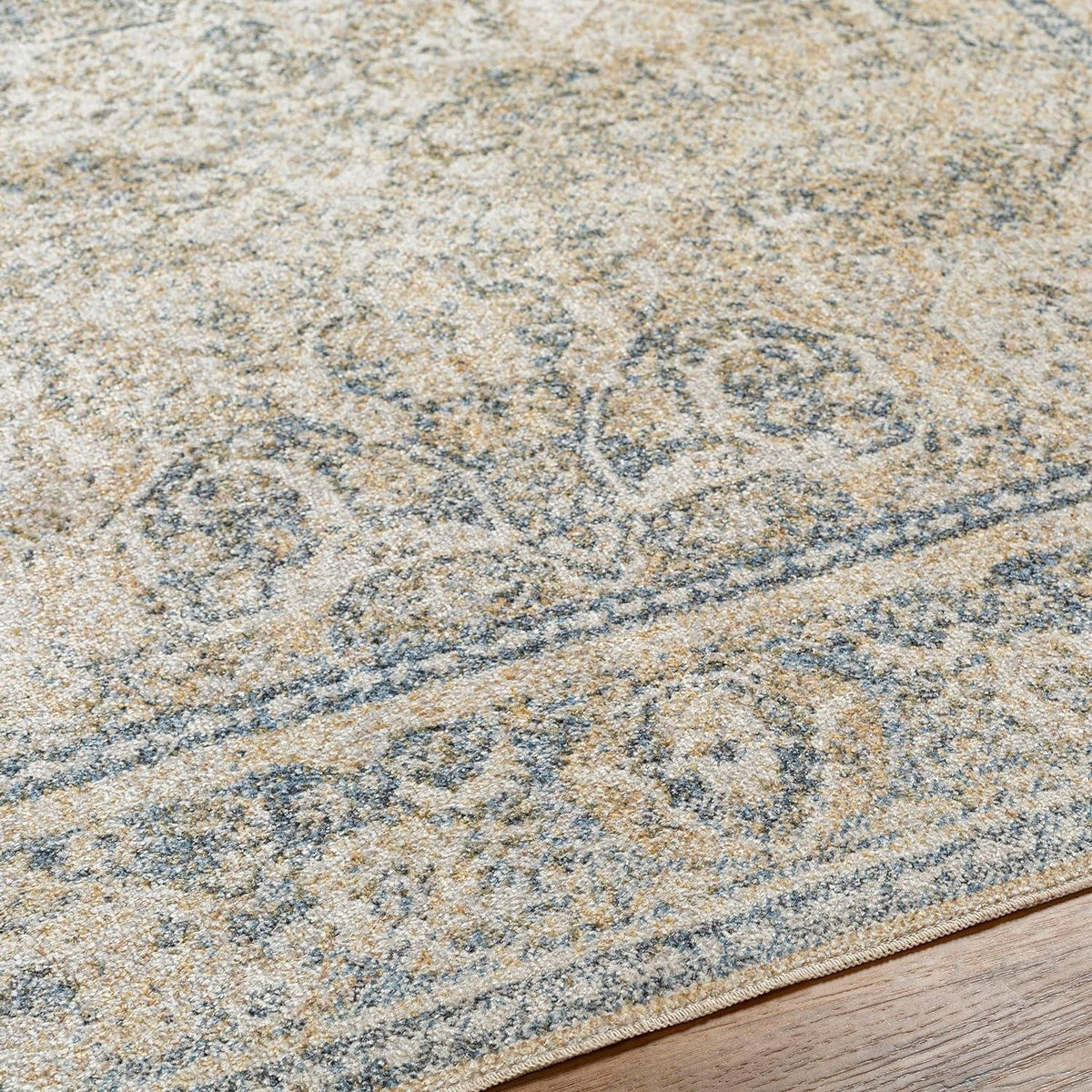 2X3 X Or 3', Washable) East Traditional (2' Light Rug, Machine For Carpet Beige Washable Area Rugs, Kitchen Living Room, Bedroom Blue