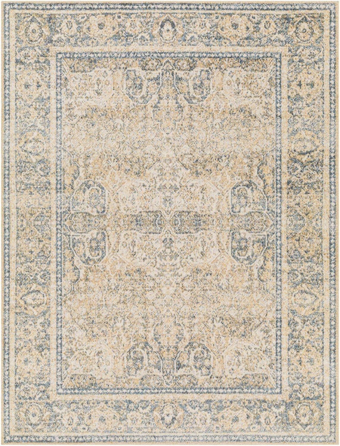 2X3 X Or 3', Washable) East Traditional (2' Light Rug, Machine For Carpet Beige Washable Area Rugs, Kitchen Living Room, Bedroom Blue