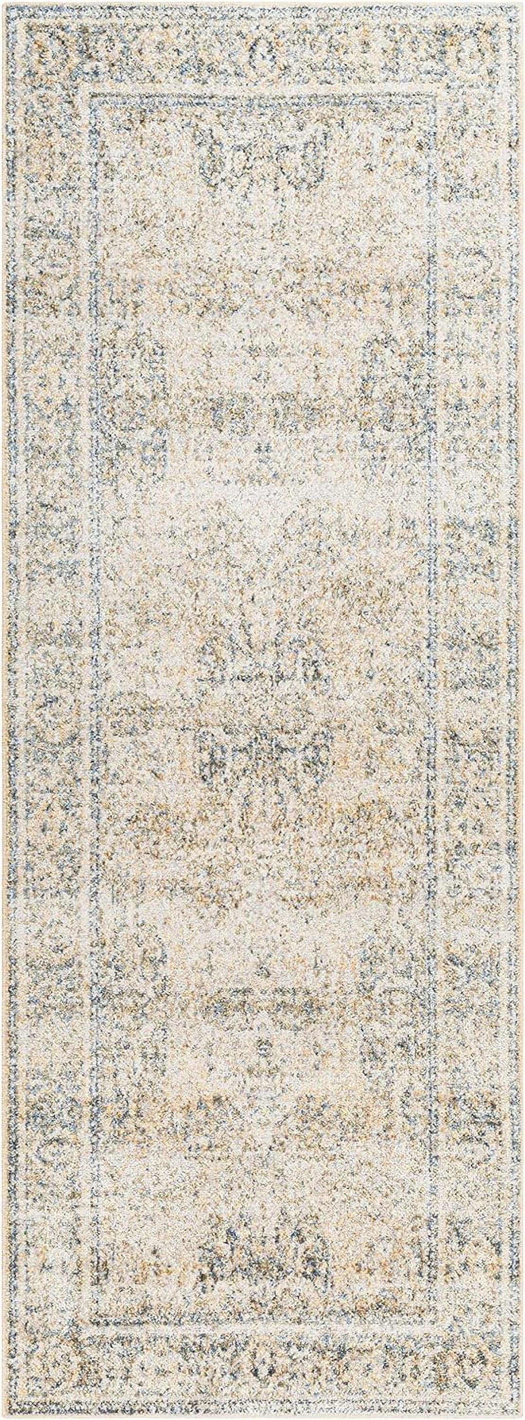 2X3 X Or 3', Washable) East Traditional (2' Light Rug, Machine For Carpet Beige Washable Area Rugs, Kitchen Living Room, Bedroom Blue