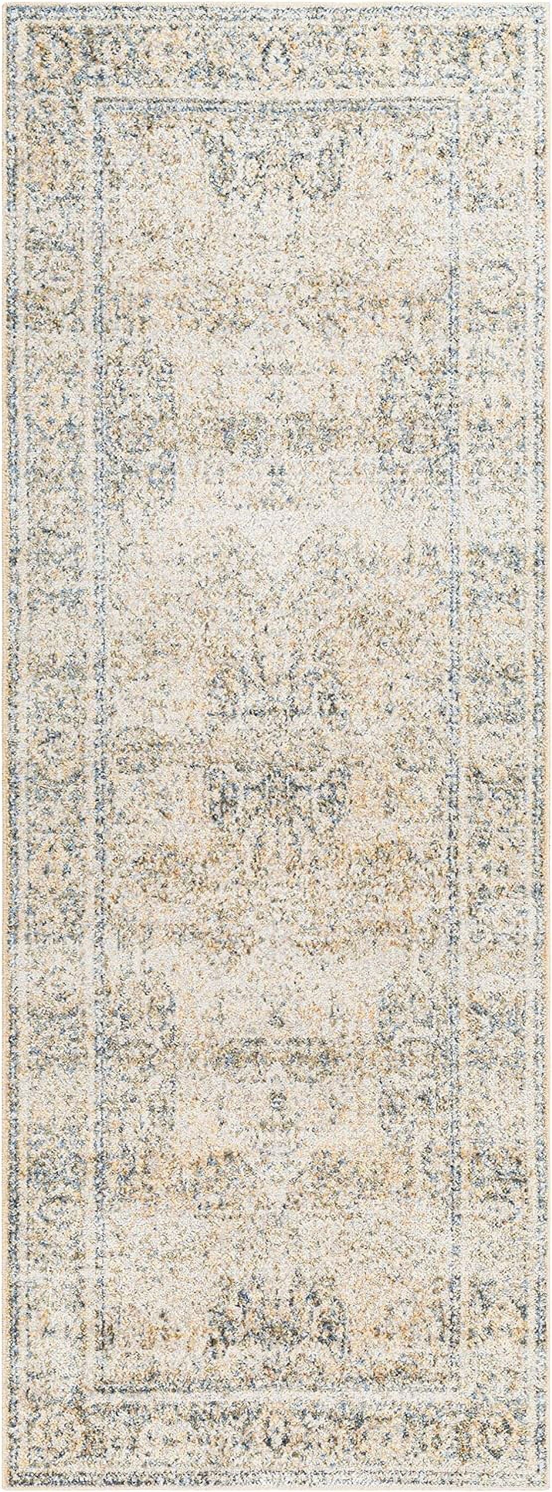 2X3 X Or 3', Washable) East Traditional (2' Light Rug, Machine For Carpet Beige Washable Area Rugs, Kitchen Living Room, Bedroom Blue