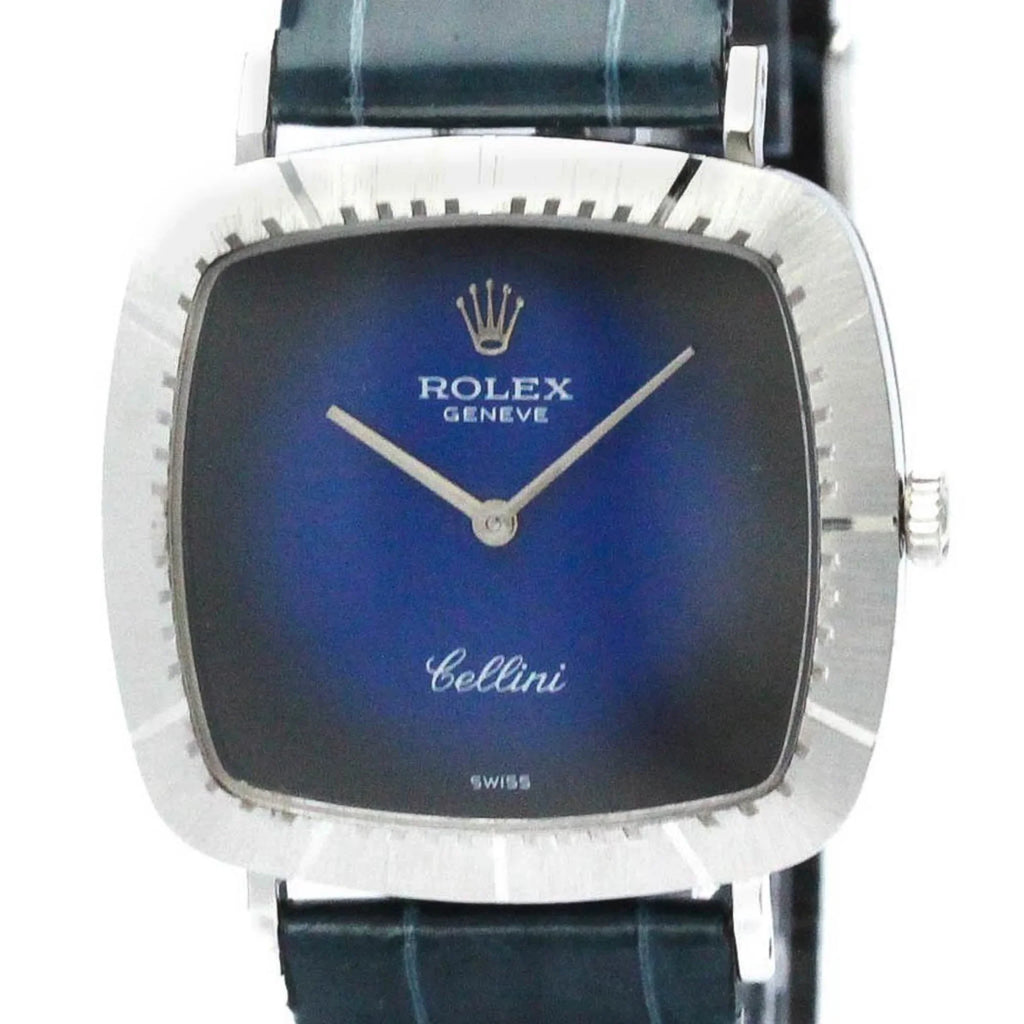 18K Pre-Owned (Good) White Cellini 4084 ROLEX Hand-Winding Gold Vintage BF567340 Watch Mens