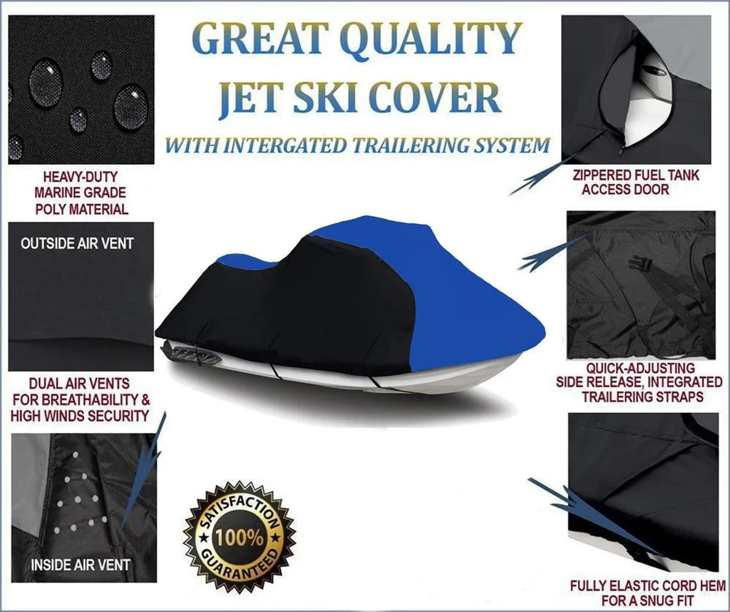 2001, Ski Trailerable BLUE HEAVY-DUTY 1200 BLACK Cover 1999 Jet Polaris Pro Pro Seater Compatible for 1-2 2000 Cover 2000 / 785
