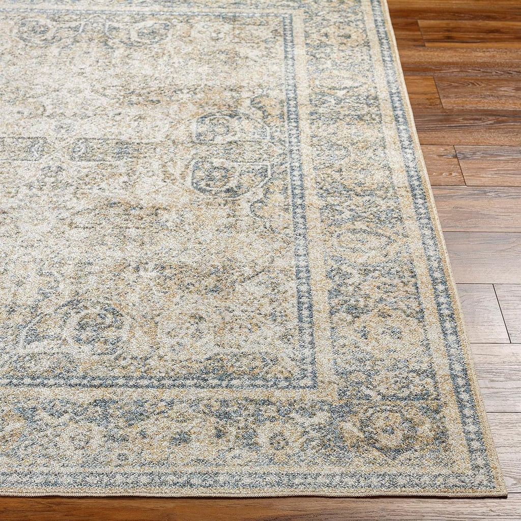 2X3 X Or 3', Washable) East Traditional (2' Light Rug, Machine For Carpet Beige Washable Area Rugs, Kitchen Living Room, Bedroom Blue